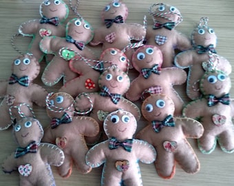 Handsewn felt gingerbread men