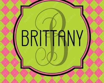 Pink and Green Personalized Monogram Name Spiral bound One Subject Notebook Steno Pad or Notepad