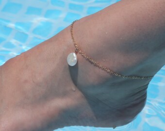 Pearl anklet,freshwater pearl,ankle bracelet,pearl ankle bracelet,summer anklet,white pearl anklet- 21102