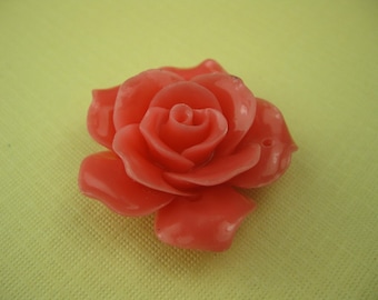 Vintage Lucite Coral Rose Pendant