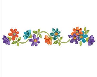 Laser Cut Premium Quilters Applique, URBAN ELEMENTZ, multi-color daisy dotz, 10 bright colored daisies