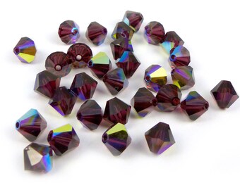 20 x Swarovski®crystal bicones 6mm BURGUNDY AB