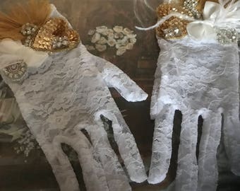 Lace gloves/Gatsby Gloves/Flapper gloves/Evening gloves/Formal gloves/bridal gloves/Gatsby accessories/Flapper accessories