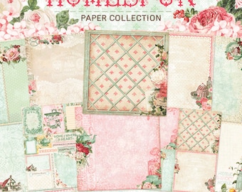 Blue Fern New Release Homespun Collection 12 x 12 Scrapbook Paper Pad Full Collection Pack, 2-Each Of 10 Designs, 20 Double Sided