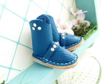 Mini Blue Leather Riding Boots Neo Blythe Azone Pureneemo M S Size Hand Made By MizuSGarden