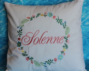 Baby Pillow personalized in an Embroidered Wreath