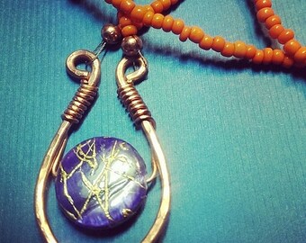 Mothers Day Sale The Oracle. Mother of Pearl and Copper Beaded Necklace.