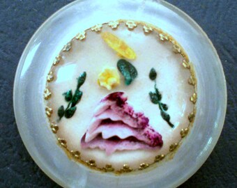 Charming 1940's Reverse Carved Lucite Brooch