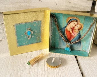 Little prayer box Christian shrine Madonna Child meditation upcycled embellished pocket size/ free shipping US