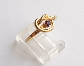 Destash Vintage Ring Vintage Jewelry Gold Colored Ring Promise Knot Ring Purple Ring Gold Toned Vintage Ring Size 6 Ring Vintage