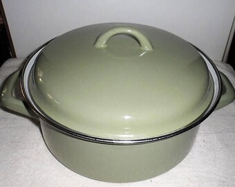 DISCOUNTED Vintage 1970s Enamel Steel Dutch Oven/Jus Pot/Made in Germany Stock Pot/Stew Pot/Stove Top Steel Enamel Dutch Oven/German Stock P