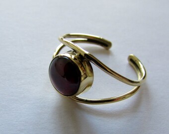 Adjustable Garnet Gemstone Ring Brass, Handmade, Boho Rings, Tribal Jewellery Gift Boxed + Gift Bag , Free UK Delivery G1