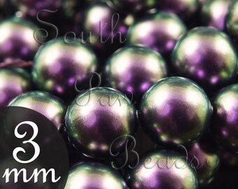 3mm Iridescent Purple swarovski pearl beads style 5810 (50)