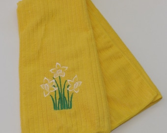 Embroidered Daffodil Kitchen Towel in Choice of Colors