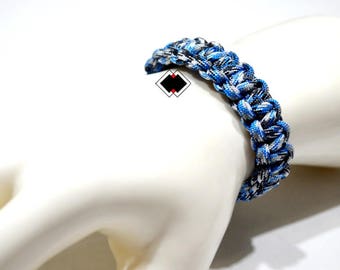 paracord survival bracelet blue camo handmade in USA