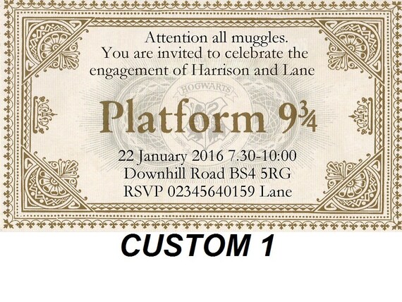 Express Train ticket Platform 9 3 4 Replica invitation not