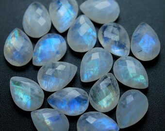13 Pcs of Extremely Beautiful,BLUE Flashy RAINBOW Moonstone Faceted Pear Shape Briolettes,12x16mm Size,