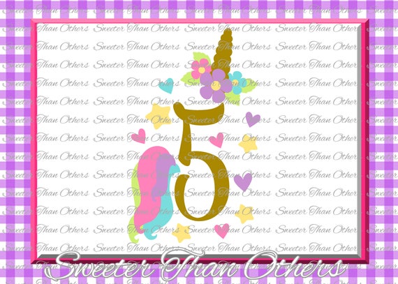 Download Fifth Birthday SVG Birthday Unicorn svg girl Dxf Silhouette