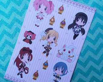 Puella Magi Madoka Magica Chibi - Mini Kiss Cut Sticker Sheet