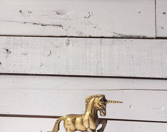 Vintage brass unicorn statue figurine