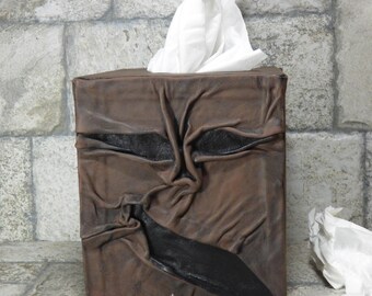 Necronomicon Tissue Box Holder Tissue Cover Black Brown Leather Monster Day Of The Dead Book Of The Dead HP Lovecraft 268