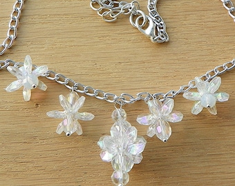 Snowflake jewelry set snowflake necklace snowflake earrings light weight jewelry sparkly jewelry crystal jewelry Christmas jewelry winter