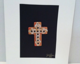 JR314 Mixed media collage cross