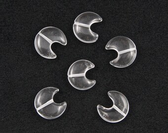 Clear Quartz Half Moon Beads (Side Drilled) - Set of 6