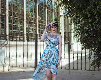 Botanical Wrap dress summer long gown botanical print floral dress