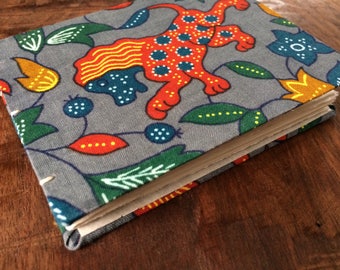 Hand Bound Mini Sketchbook - Mini Journal - Fun Fabric Cover