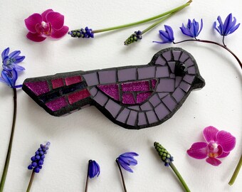 mosaic bird lavender and pink