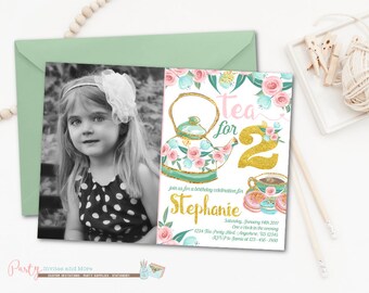 Tea Party Birthday Invitation, Tea for Two Invitation, Tea Party Invitation, Tea for 2 Invitation, Tea for Two Birthday Invitation