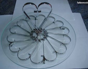 Nice cheese round tray with glass and metal