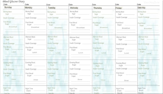 diabetes weekly log diabetic diabetes printable