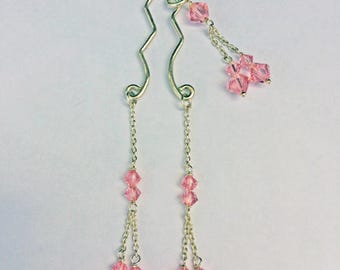 Clit Clip Jewelry - Non Piercing Design - Handmade in Silver with Swarvoski Dangles - Eight Colors - Clitoris Jewelry any woman can wear.