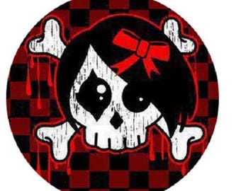 2 skull cabochons, 16mm