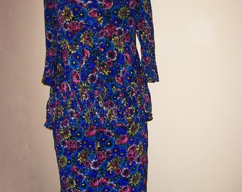 1940's Flowery Crepe Summer Suit