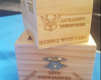 Wooden Crate of Live Jackalopes