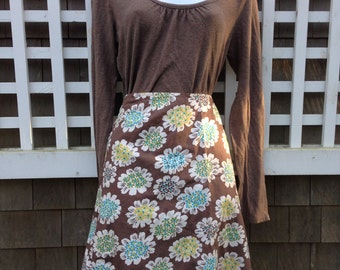 Vintage skirt, brown cotton skirt, Boden skirt, cotton lined skirt