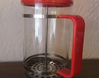 Vintage BODUM Bistro French Press Coffee Maker 6 - Bright Red - Made in Switzerland