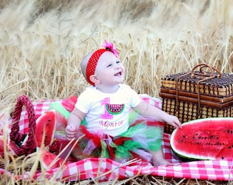 Watermelon 1st Birthday Tutu Outfit, Picnic 1st Birthday Outfit