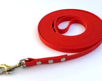 Training Lead 12mm wide 15 foot Long in Biothane® in RED
