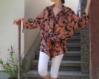 Vintage paisley tunic blouse, size L