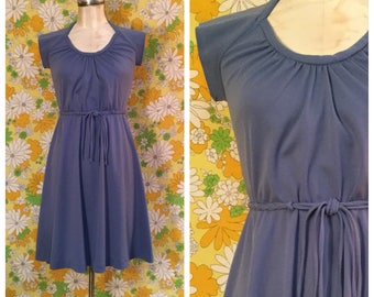 SALE! 70s Vintage Periwinkle Blue Dress Small Medium
