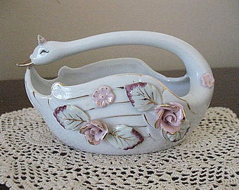 Vintage Chase Pottery Swan Planter