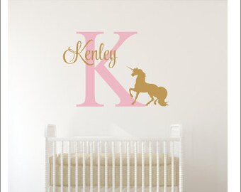 Unicorn Wall Decal-Personalized Unicorn Decal-Girls Bedroom Decor-Unicorn Decal-Unicorn Decor-Girls Nursery Decal-Girls Unicorn Bedroom