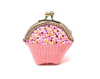Whimsical red cupcake mini coin purse