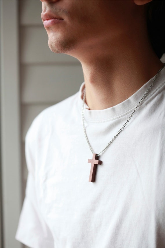 Mens Wooden Cross Mens Black Wood Cross Necklace Wood