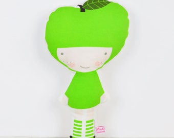 Apple cloth doll in bright green