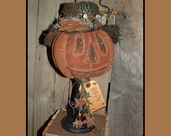 Primitive folkart pumpkin w mouse make do instant download HAGUILD HAFAIR ofg faap 109
